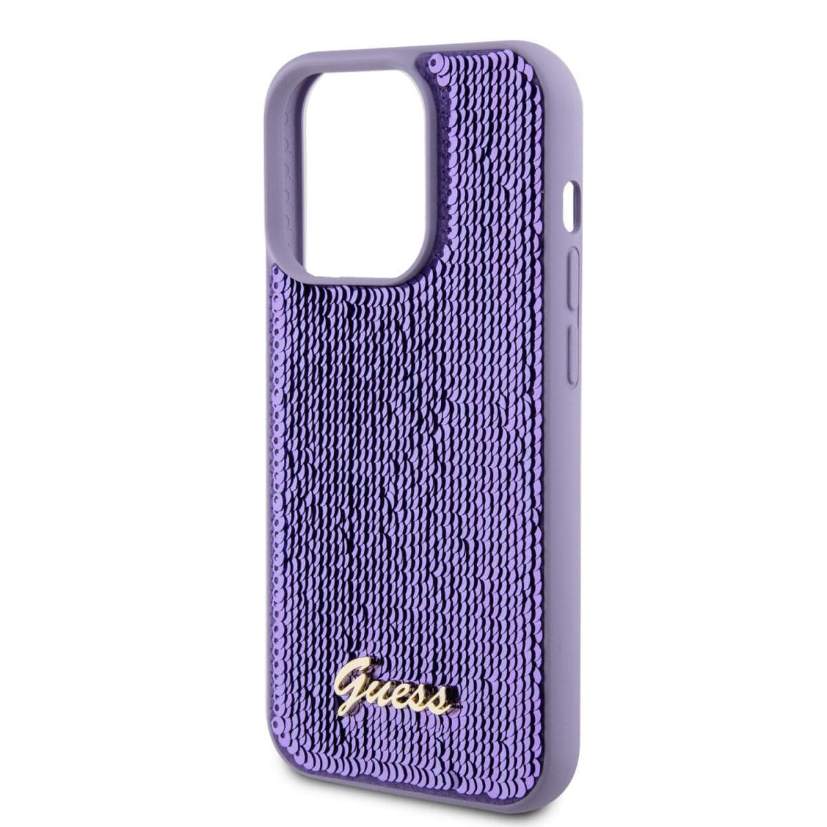 Guess Sequin Script Logo Purple Kryt iPhone 15 Pro Max