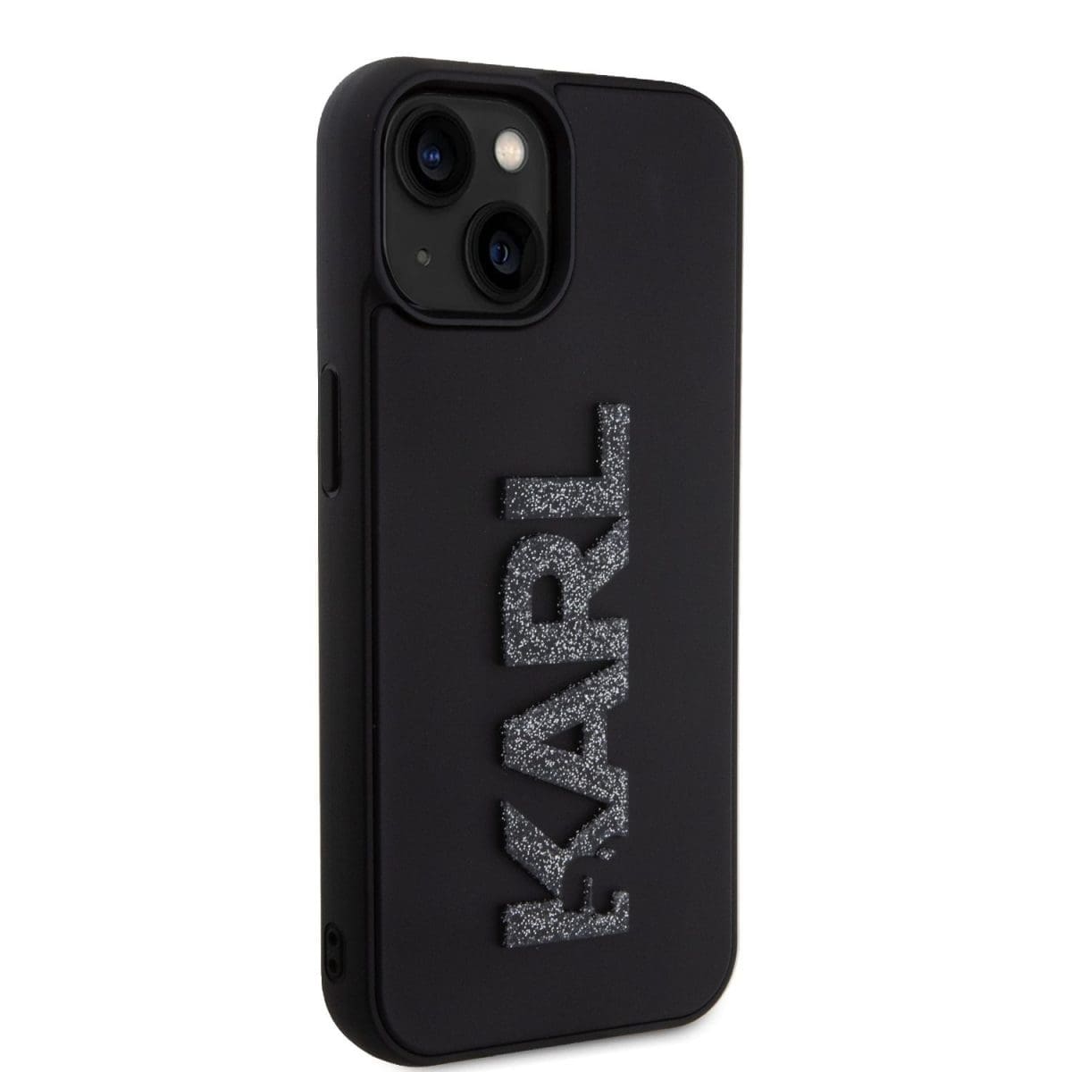 Karl Lagerfeld 3D Rubber Glitter Logo Karl Black Kryt iPhone 15