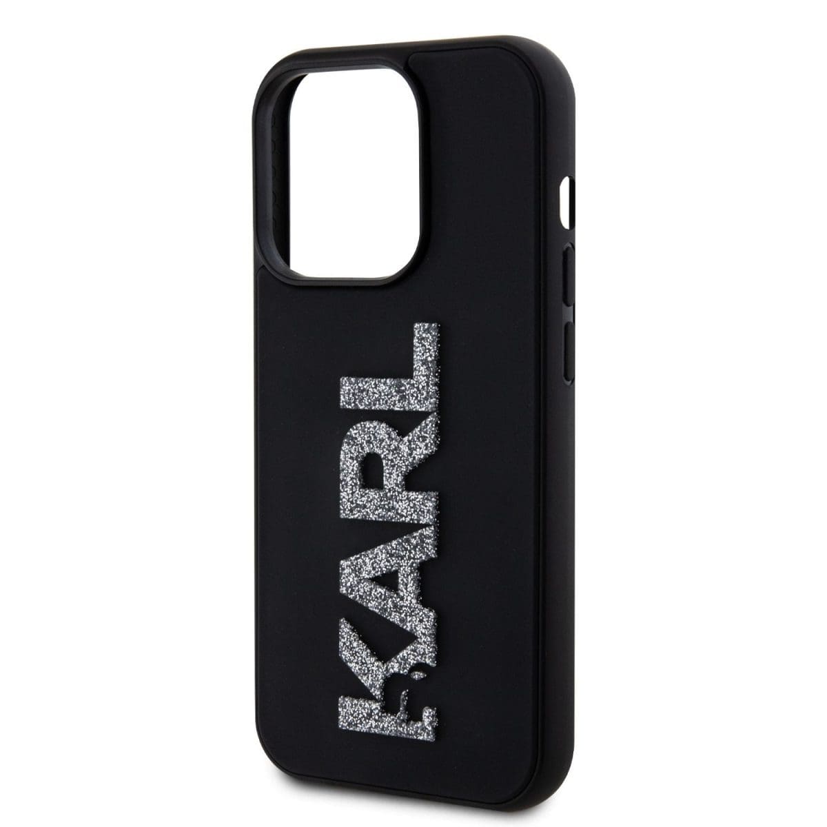 Karl Lagerfeld 3D Rubber Glitter Logo Karl Black Kryt iPhone 15 Pro