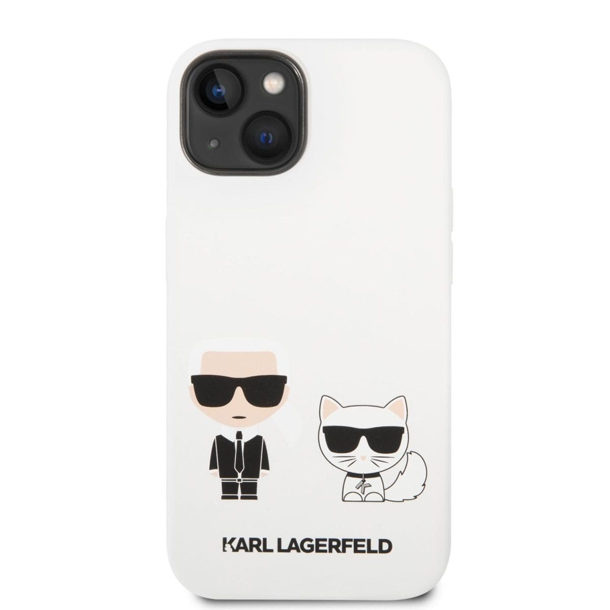 Karl Lagerfeld and Choupette Liquid Silicone White Kryt iPhone 14