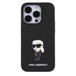 Karl Lagerfeld Fixed Glitter Metal Ikonik Black Kryt iPhone 15 Pro