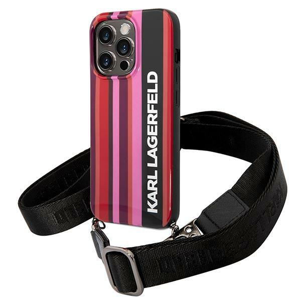 Karl Lagerfeld KLHCP14XSTSTP Hardcase Pink Color Stripes Strap Kryt iPhone 14 Pro Max
