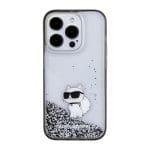 Karl Lagerfeld KLHCP15LLKCNSK Transparent Hardcase Liquid Glitter Choupette Kryt iPhone 15 Pro