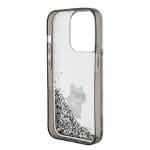 Karl Lagerfeld KLHCP15LLKCNSK Transparent Hardcase Liquid Glitter Choupette Kryt iPhone 15 Pro