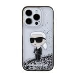 Karl Lagerfeld KLHCP15LLKKNSK Transparent Hardcase Liquid Glitter Ikonik Kryt iPhone 15 Pro