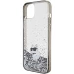 Karl Lagerfeld KLHCP15MLKCNSK Transparent Hardcase Liquid Glitter Choupette Kryt iPhone 15 Plus