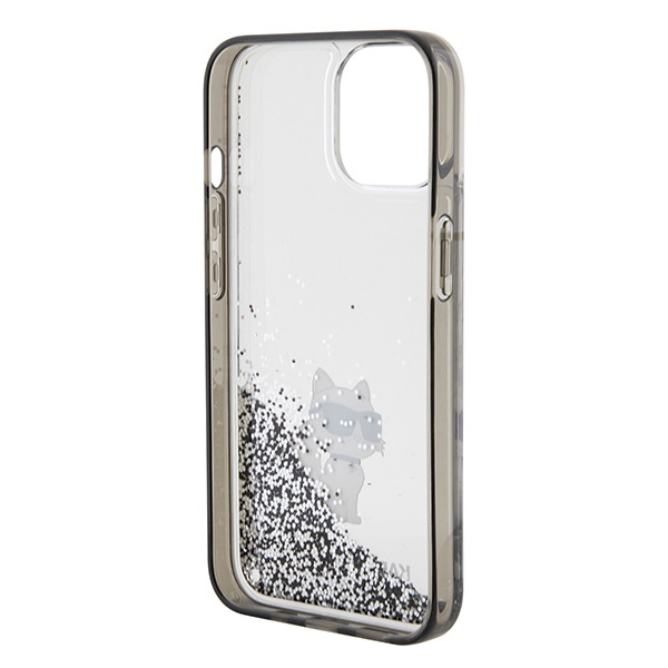 Karl Lagerfeld KLHCP15SLKCNSK Transparent Hardcase Liquid Glitter Choupette Kryt iPhone 15