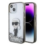 Karl Lagerfeld KLHCP15SLKKNSK Transparent Hardcase Liquid Glitter Ikonik Kryt iPhone 15