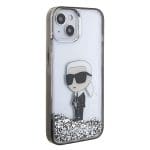 Karl Lagerfeld KLHCP15SLKKNSK Transparent Hardcase Liquid Glitter Ikonik Kryt iPhone 15