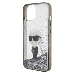 Karl Lagerfeld KLHCP15SLKKNSK Transparent Hardcase Liquid Glitter Ikonik Kryt iPhone 15