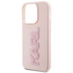 Karl Lagerfeld KLHCP15X3DMBKCP Pink Hardcase 3D Rubber Glitter Logo Kryt iPhone 15 Pro Max