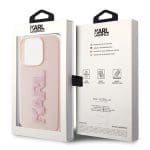 Karl Lagerfeld KLHCP15X3DMBKCP Pink Hardcase 3D Rubber Glitter Logo Kryt iPhone 15 Pro Max