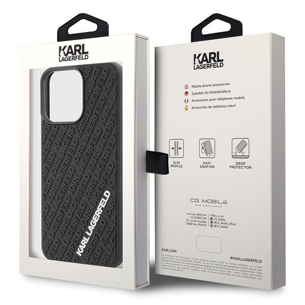 Karl Lagerfeld KLHCP15X3DMKRLK Black Hardcase 3D Rubber Multi Logo Kryt iPhone 15 Pro Max