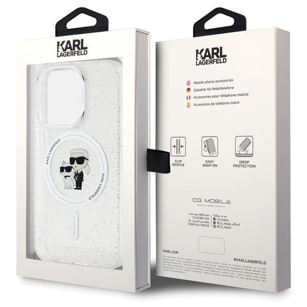 Karl Lagerfeld KLHMP15LHGKCNOT Transparent Hardcase Karl&Choupette Glitter MagSafe Kryt iPhone 15 Pro