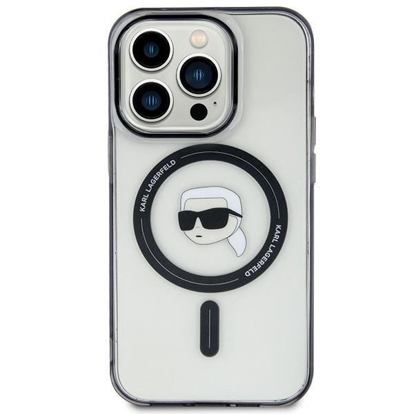 Karl Lagerfeld KLHMP15MHKHNOTK Transparent Hardcase IML Karl`s Head MagSafe Kryt iPhone 15 Plus