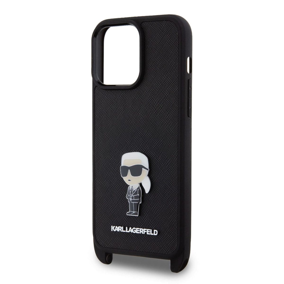 Karl Lagerfeld Saffiano Crossbody Metal Ikonik Black Kryt iPhone 15 Pro Max