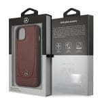 Mercedes MEHCP15SARMRE Red Hardcase Leather Urban Bengale Kryt iPhone 15