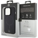 Mercedes MEHMP15L23RCMK Black Hardcase Smooth Leather MagSafe Kryt iPhone 15 Pro