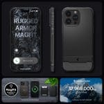 Spigen Rugged Armor Mag MagSafe Matte Black Kryt iPhone 15 Pro