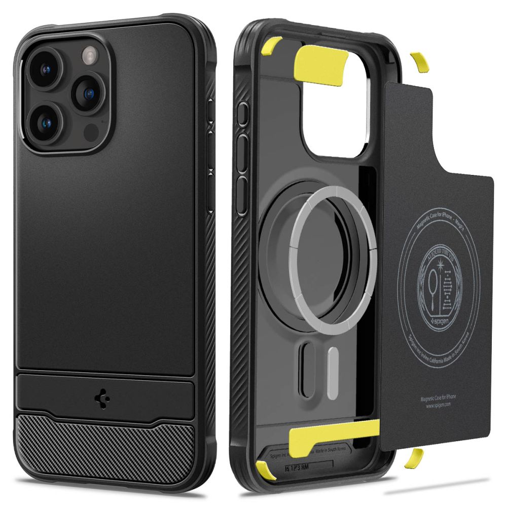 Spigen Rugged Armor Mag MagSafe Matte Black Kryt iPhone 15 Pro