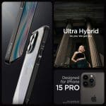 Spigen Ultra Hybrid Matte Black Kryt iPhone 15 Pro