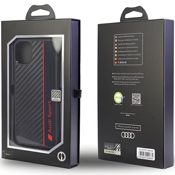 Audi Carbon Fiber Stripe Black Hardcase AUS-TPUPCIP11-R8/D1-BK Kryt iPhone XR