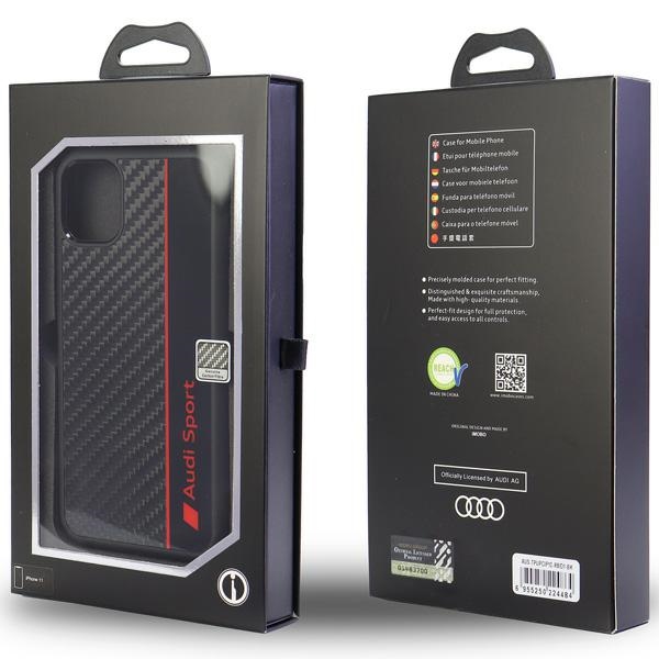Audi Carbon Fiber Stripe Black Hardcase AUS-TPUPCIP12P-R8/D1-BK Kryt iPhone 12/12 Pro