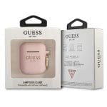 Guess GUA2SGGEP Pink Silicone Glitter Kryt AirPods 1/2