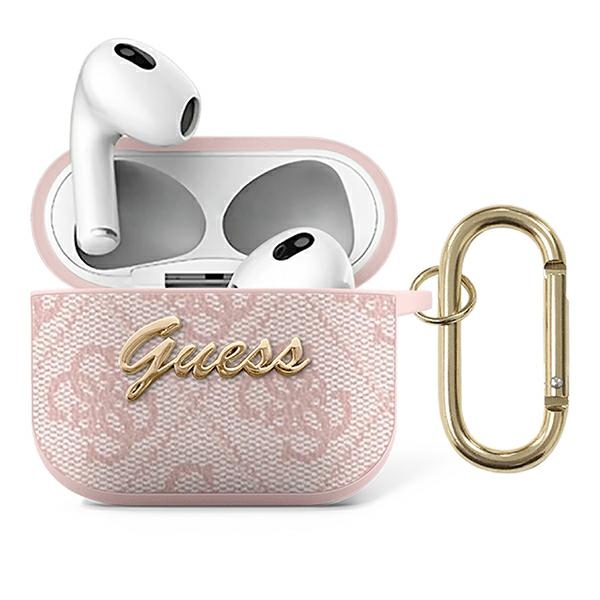 Guess GUA34GSMP Pink 4G Script Metal Collection Kryt AirPods 3