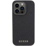 Guess GUHCP15XP4EPMK Black Hardcase Leather 4G Stamped Kryt iPhone 15 Pro Max