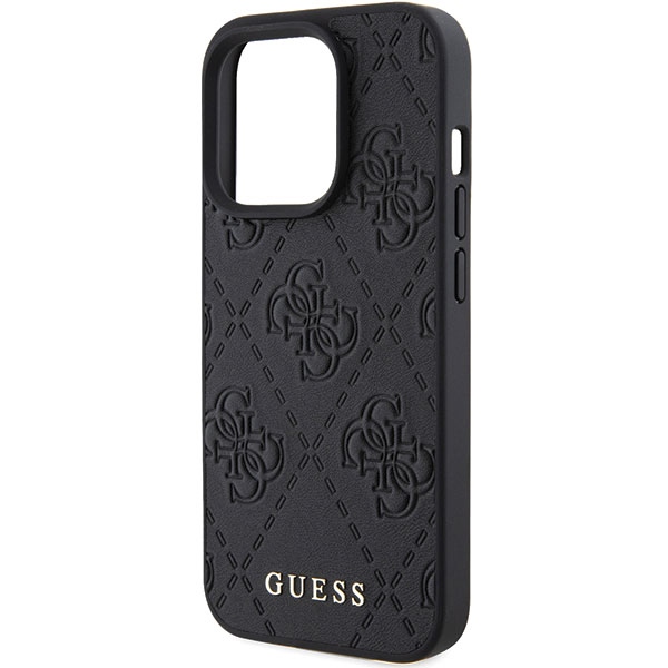 Guess GUHCP15XP4EPMK Black Hardcase Leather 4G Stamped Kryt iPhone 15 Pro Max