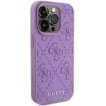 Guess GUHCP15XP4EPMU Light Purple Hardcase Leather 4G Stamped Kryt iPhone 15 Pro Max