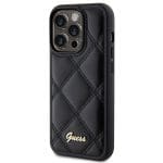 Guess GUHCP15XPSQSQSK Black Hardcase Quilted Metal Logo Kryt iPhone 15 Pro Max