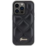 Guess GUHCP15XPSQSQSK Black Hardcase Quilted Metal Logo Kryt iPhone 15 Pro Max