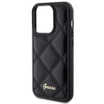 Guess GUHCP15XPSQSQSK Black Hardcase Quilted Metal Logo Kryt iPhone 15 Pro Max