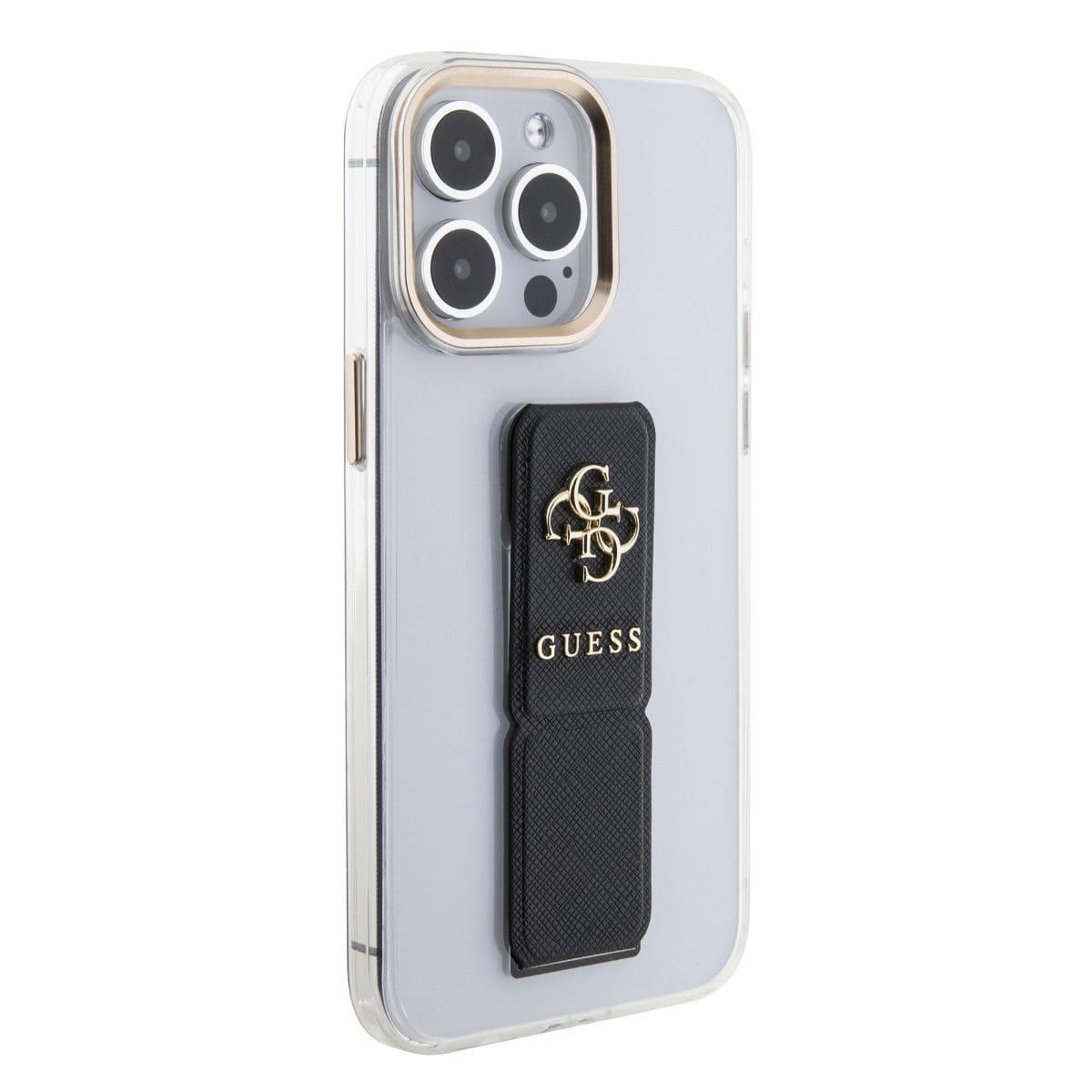 Guess PU Grip Stand 4G Metal Logo Black Kryt iPhone 15 Pro Max