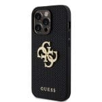 Guess PU Perforated 4G Glitter Metal Logo Black Kryt iPhone 15 Pro Max