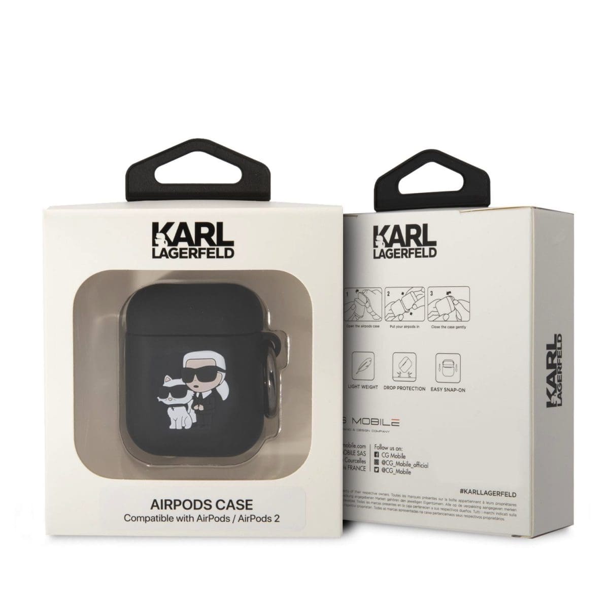 Karl Lagerfeld 3D Logo NFT Karl and Choupette Silicone Black Kryt AirPods 1/2