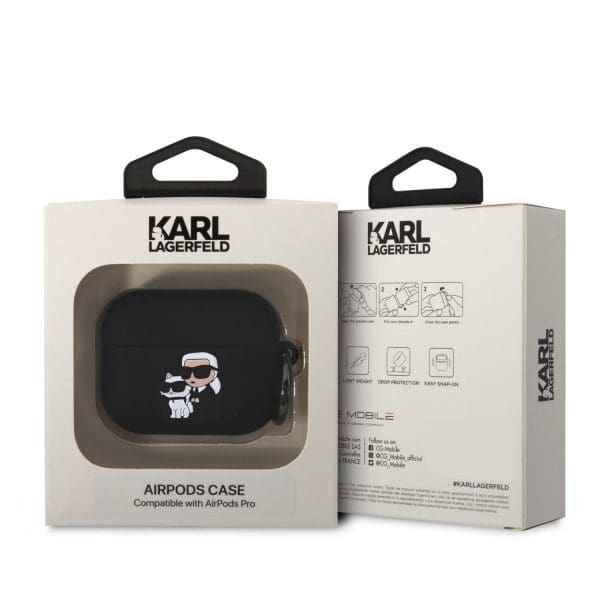 Karl Lagerfeld 3D Logo NFT Karl and Choupette Silicone Black Kryt AirPods Pro