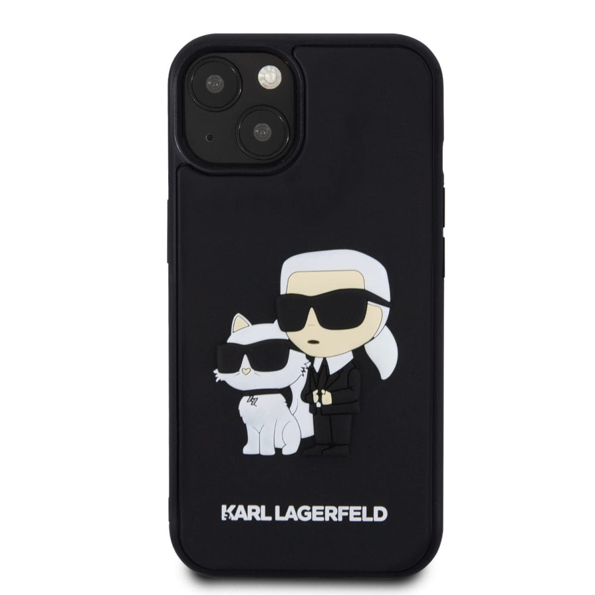 Karl Lagerfeld 3D Rubber Karl and Choupette Black Kryt iPhone 15 Plus