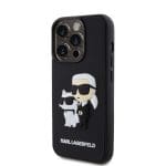 Karl Lagerfeld 3D Rubber Karl and Choupette Black Kryt iPhone 15 Pro