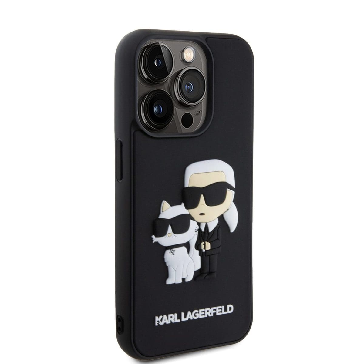 Karl Lagerfeld 3D Rubber Karl and Choupette Black Kryt iPhone 15 Pro