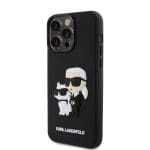 Karl Lagerfeld 3D Rubber Karl and Choupette Black Kryt iPhone 15 Pro Max