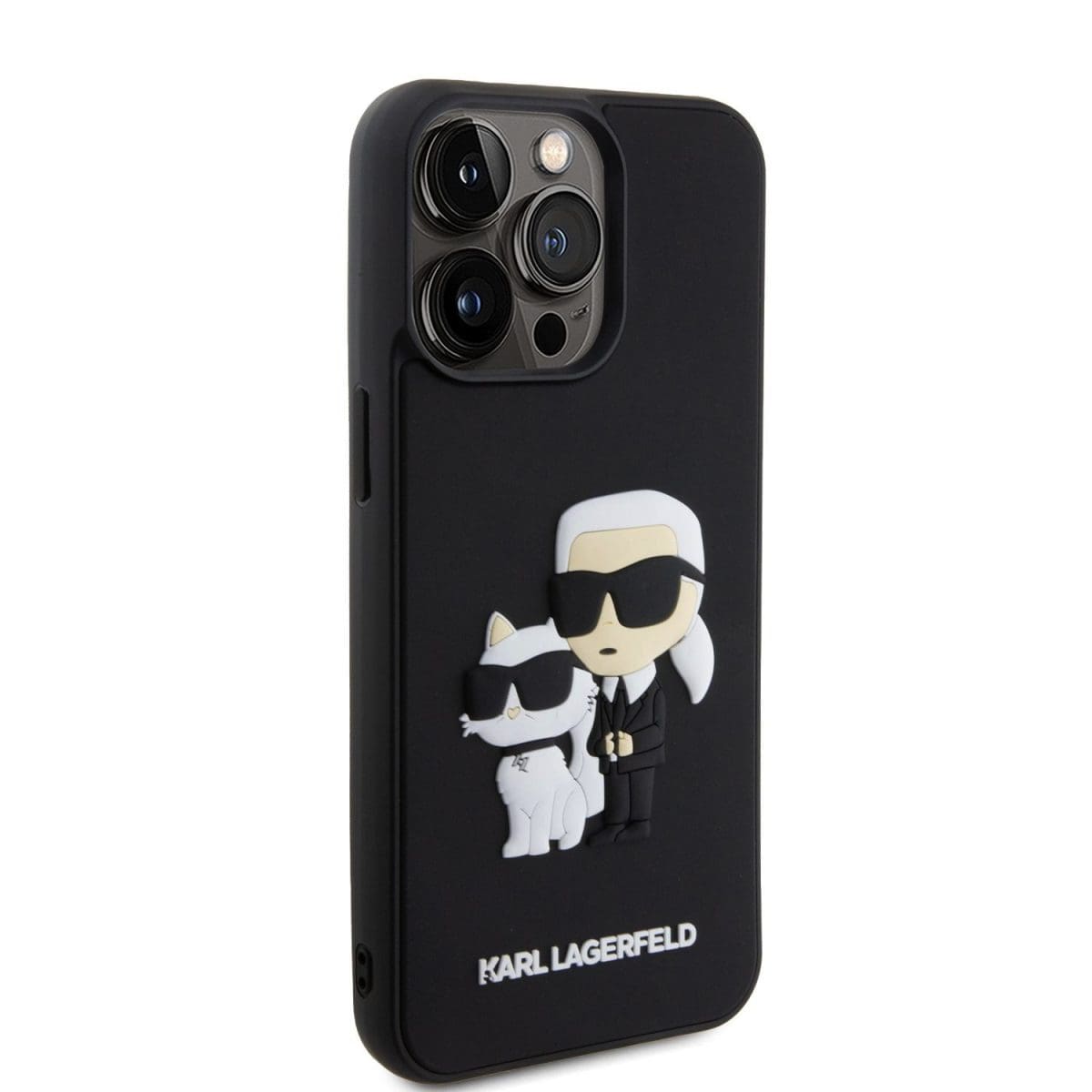 Karl Lagerfeld 3D Rubber Karl and Choupette Black Kryt iPhone 15 Pro Max