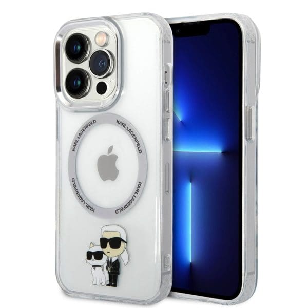 Karl Lagerfeld IML Karl and Choupette NFT MagSafe Transparent Kryt iPhone 15 Pro Max