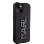 Karl Lagerfeld KLHCP15M3DMBKCK Black Hardcase 3D Rubber Glitter Logo Kryt iPhone 15 Plus