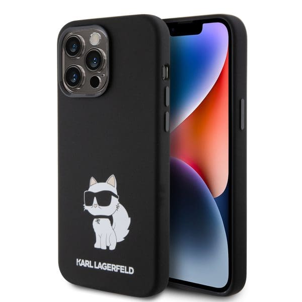 Karl Lagerfeld Liquid Silicone Choupette NFT Black Kryt iPhone 15 Pro Max