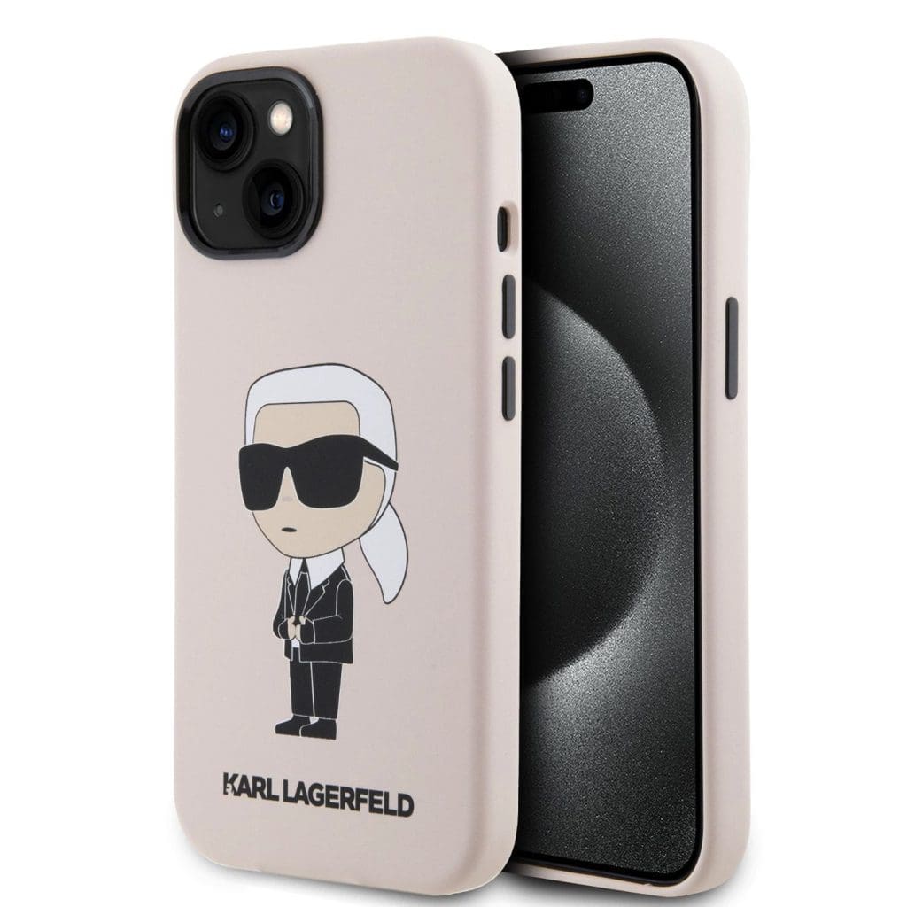 Karl Lagerfeld Liquid Silicone Ikonik NFT Pink Kryt iPhone 15