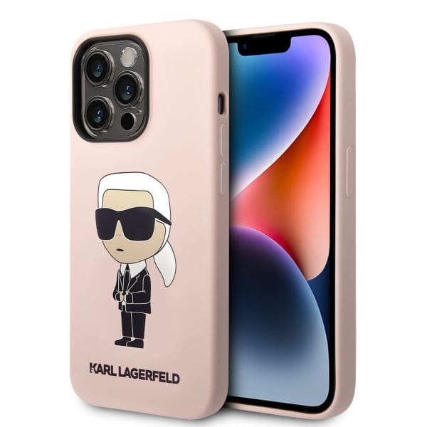 Karl Lagerfeld Liquid Silicone Ikonik NFT Pink Kryt iPhone 15 Pro