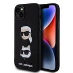 Karl Lagerfeld Liquid Silicone Karl and Choupette Heads Black Kryt iPhone 15 Plus